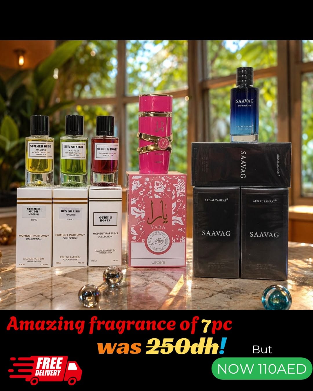 Amazing 7 PC Fragrance Set - Yara Candy, Saavag & Moment Parfums