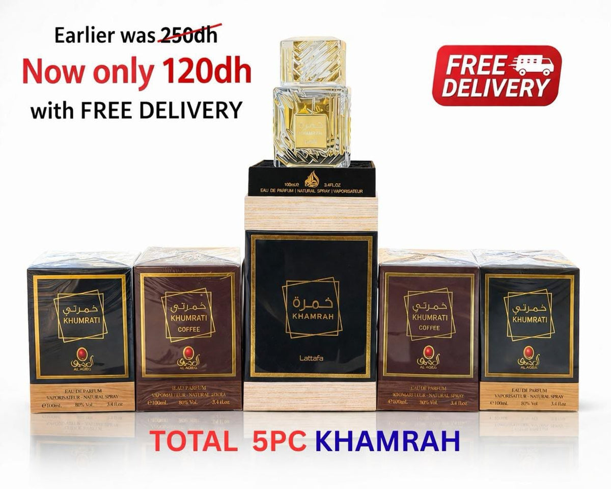Khamrah 5 PC Combo - Lattafa Khamrah + Khumrati