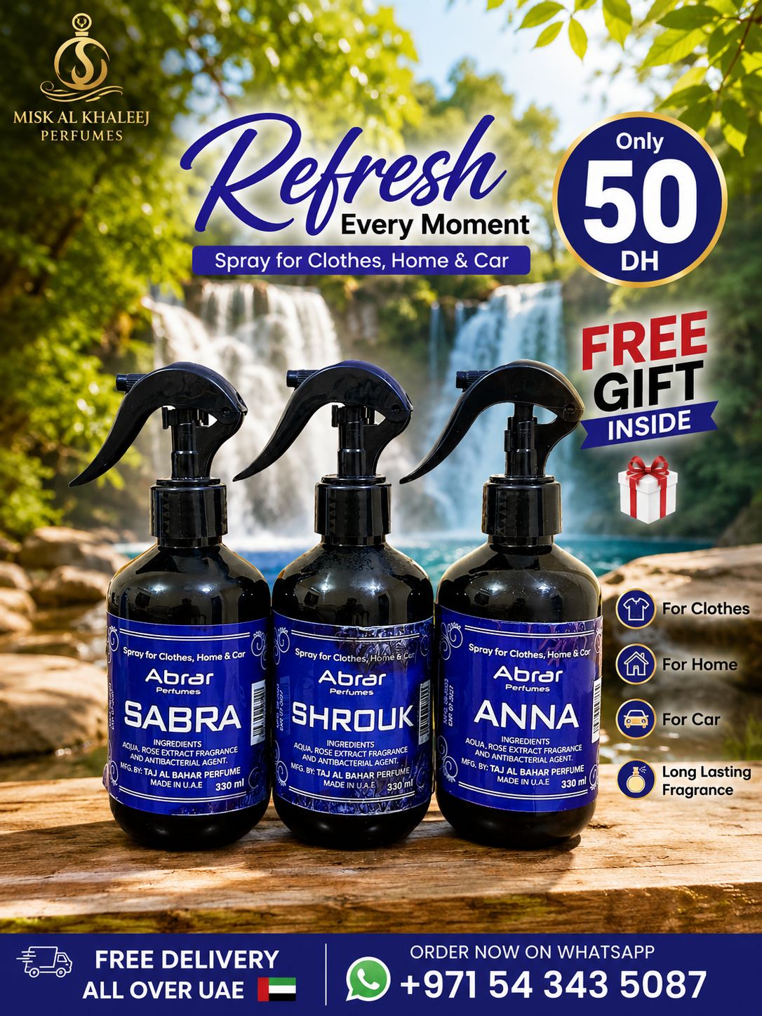 Abrar Refresh Spray Trio - Sabra, Shrouk & Anna (3 x 330 ml)