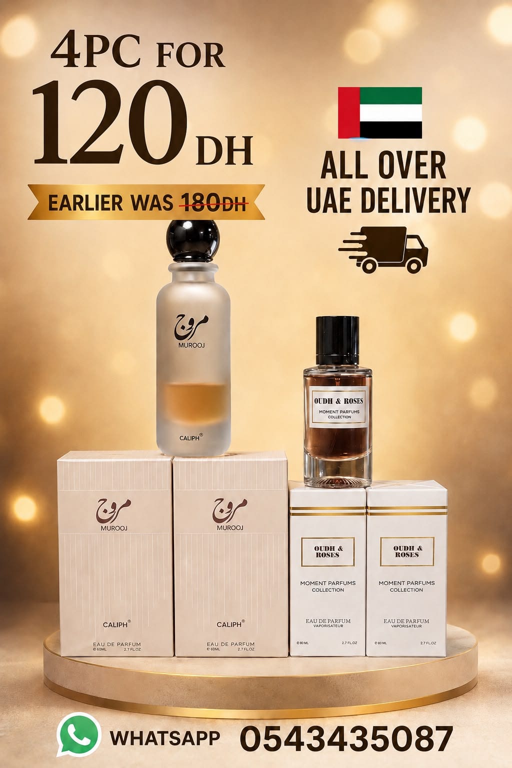 4 PC Set - Murooj (Caliph) & Oudh and Roses (Moment Parfums)