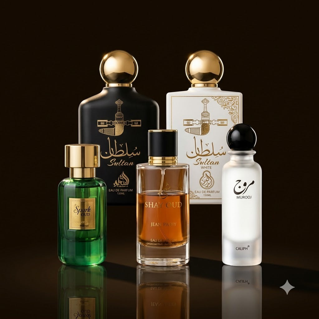 5 PC Perfume Combo - Sultan, Spark Oud, Shay Oud & Murooj